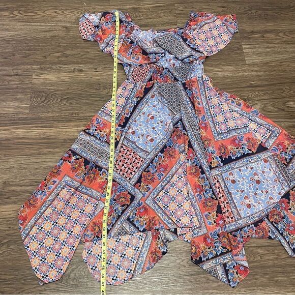 Rabbit Rabbit Rabbit Short Sleeve Fit & Flare MIDI Printed Dress Red Blue Sz 10 - Picture 8 of 11